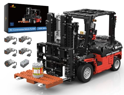 JMBricklayer Technik Gabelstapler Bausteine, 61103 Technic Auto klemmbausteine mit 2.4Ghz RC Ferngesteuert, Baufahrzeuge Modellbausatz Geschenk für Erwachsene und Jungen von JMBricklayer