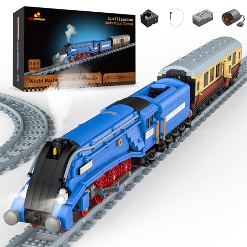 JMBricklayer Zug Klemmbausteine,51101 Technik Zug Bausteinspielzeug,Laufender Zug mit Beleuchtung,Spielzeug Bausteinen für Kinder und Erwachsene von JMBricklayer