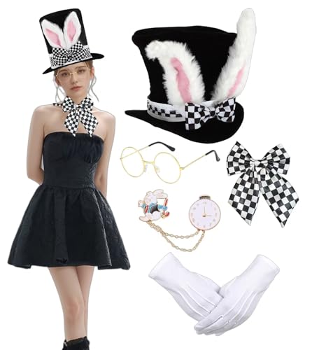 JMOCD 5 PCS White Rabbit Costume Set, White Bunny Costume Accessory Set for Easter Halloween Costume Accessories von JMOCD