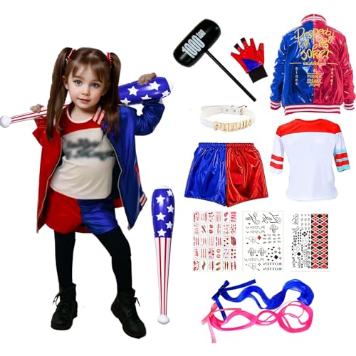 JMOCD Quinn Cosplay Kostüme,Mädchen Bösewicht Suicide Kostüm Mädchen Cosplay Costume für Halloween Karneval von JMOCD