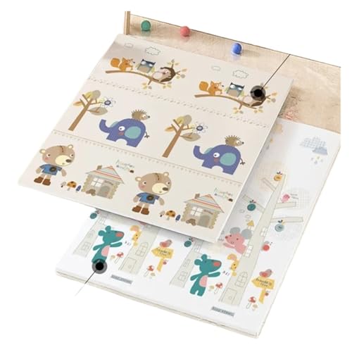 Puzzlematte Cartoon Kind Matte Kinder Boden Matte XPE Dicke Kinder Krabbeln Matte Klapp Gym Spiel Teppich Hause Wohnzimmer Teppich Matte(Bear Elephant,200x180x1CM) von JMORCO