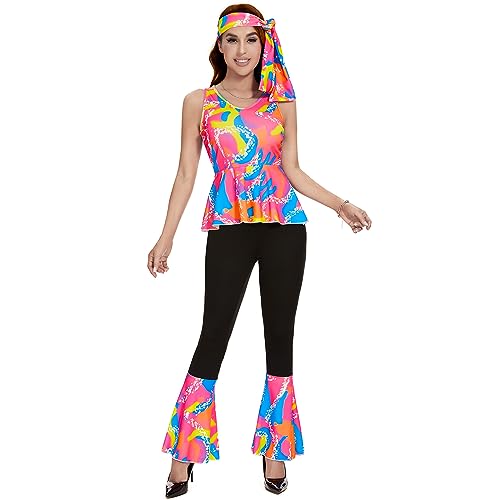 JNAOZI Disco Outfit Frauen, 70er Jahre Kostüm für Frauen, Hippie Kostüm Frauen für Halloween (2XL)… von JNAOZI