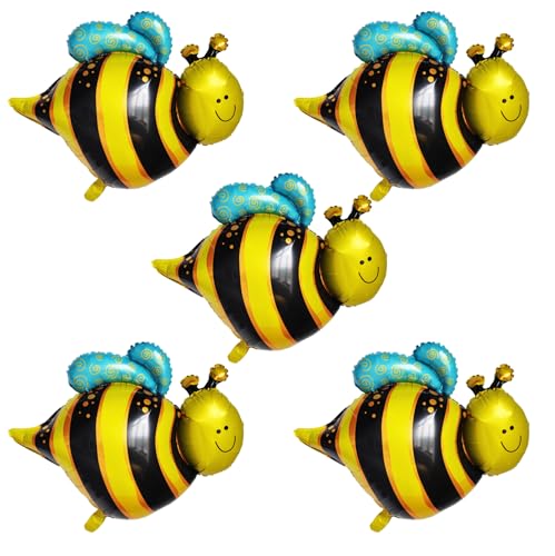 JNAWA 5 Stück Bienen-Luftballons, Cartoon-Tier-Luftballons, niedlich, gelb, kreatives Design, Ballon für Bienen-Thema, Babyparty, Geburtstagsparty JNAWA 5 Stück Bienen-Luftballons, Cartoon-Tier-Luftballons, niedlich, gelb, kreatives Design, Ballon für Bienen-Thema, Babyparty, Geburtstagsparty von JNAWA