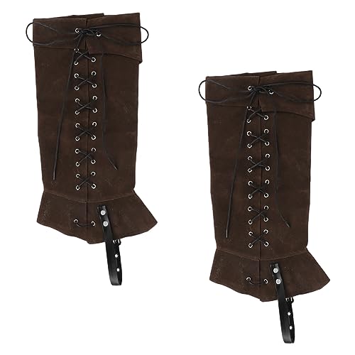 Halloween Piraten Stiefel Mittelalter Stiefel Abdeckungen Mittelalter Gamasche Ritter Beinschoner Steampunk Wikinger Beinwickel Verstellbar Kunstleder Kostüm Deluxe Punk Kostüm Fasching Kostüm für von JNGUOSICN