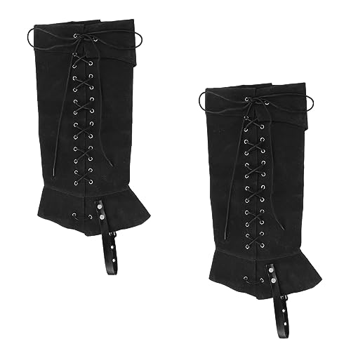 Halloween Piraten Stiefel Mittelalter Stiefel Abdeckungen Mittelalter Gamasche Ritter Beinschoner Steampunk Wikinger Beinwickel Verstellbar Kunstleder Kostüm Deluxe Punk Kostüm Fasching Kostüm für von JNGUOSICN