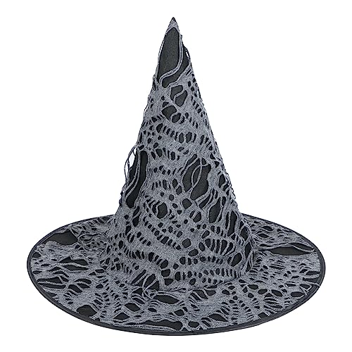 JNGUOSICN Halloween-Hexenhut, schwarzer spitzer Zaubererhut mit Schnurrbart, breite Krempe, Loch, Halloween, Kostüm-Zubehör, Hexen- oder Zauberer-Outfit, Halloween-Verkleidung, Jungen und Mädchen von JNGUOSICN