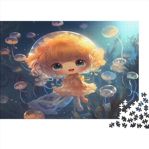 Anime-Mädchen Für Erwachsene Puzzles 1000 Teile Zeichentrickfilm-Qualle Geburtstag Home Decor Family Challenging Spiele Lernspiel Stress Relief 1000pcs (75x50cm) von JNLWJFFF