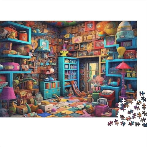 Bibliothek Puzzles Erwachsene 1000 Teile Zeichentrickfilm Moderne Wohnkultur Family Challenging Spiele EduKatzeional Game Geburtstag Stress Relief Toy 300pcs (40x28cm) von JNLWJFFF