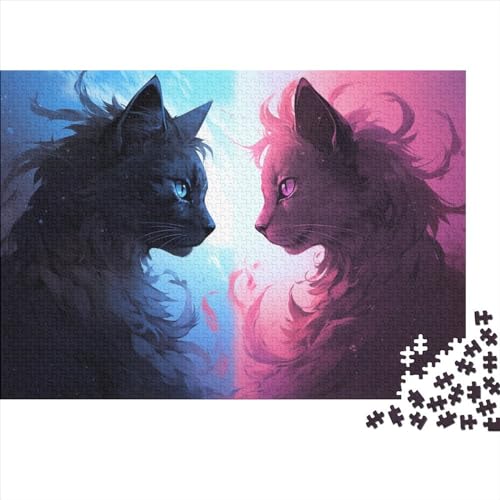 Blaue Katze Puzzles Für Erwachsene 1000 Teile Rosa Katze Familie Challenging Games EduKatzenional Game Geburtstag Moderne Wohnkultur Stress Relief 300pcs (40x28cm) von JNLWJFFF