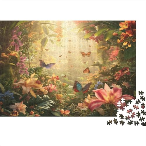 Blumen und Schmetterlinge 1000 Teile Krawatterwelt Puzzle Für Erwachsene Home Decor Geburtstag Family Challenging Spiele Lernspiel Entspannung Und Intelligenz 1000pcs (75x50cm) von JNLWJFFF