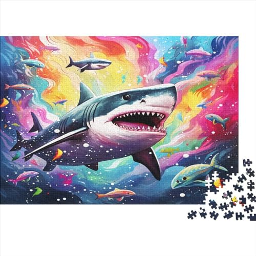 Bunter Hai Erwachsene Puzzle 1000 Teile Hai im Himmel Lernspiel Family Challenging Spiele Geburtstag Moderne Wohnkultur Stress Relief Toy 300pcs (40x28cm) von JNLWJFFF