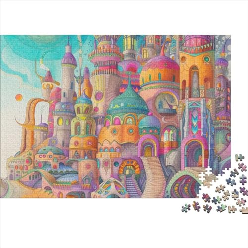 Buntes Schloss Puzzle 1000 Teile ROC Erwachsene Family Challenging Spiele Home Decor EduKatzeional Game Geburtstag Stress Relief Toy 300pcs (40x28cm) von JNLWJFFF