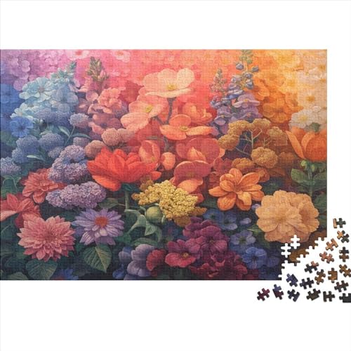 Farbenfrohe Blumen 1000 Teile Blumenmeer Erwachsene Puzzle Geburtstag EduKatzeional Game Moderne Wohnkultur Family Challenging Spiele Stress Relief Toy 300pcs (40x28cm) von JNLWJFFF