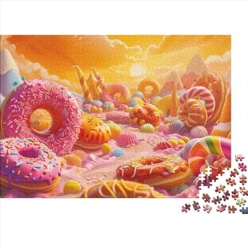 Krapfen Für Erwachsene 1000 Teile Süßigkeitenland Puzzles Wohnkultur Geburtstag Lernspiel Family Challenging Spiele Entspannung Und Intelligenz 1000pcs (75x50cm) von JNLWJFFF