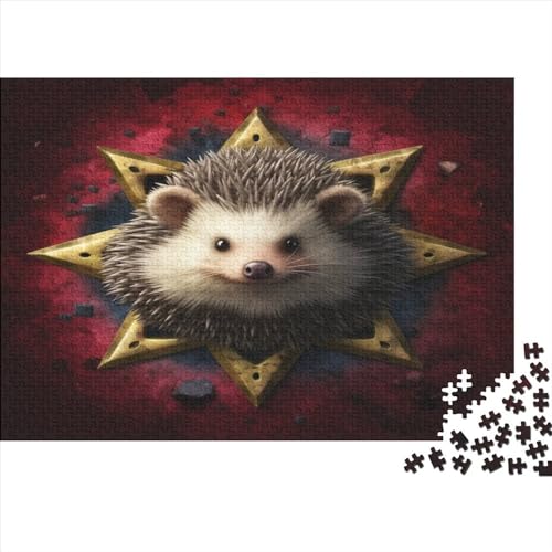 Niedlicher Igel 1000 Teile Krawatter Erwachsene Puzzles Familie Challenging Games Wohnkultur Lernspiel Geburtstag Stress Relief Toy 300pcs (40x28cm) von JNLWJFFF