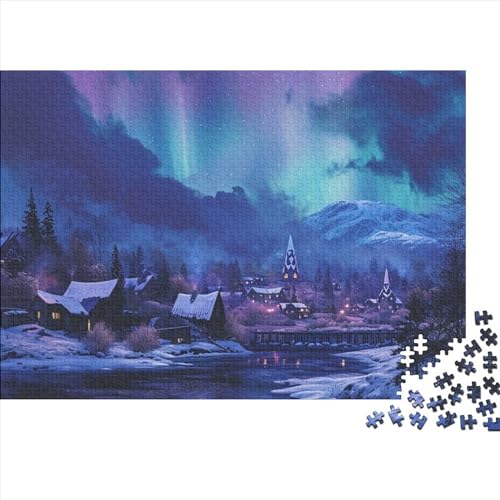 Nordlichter Erwachsene 1000 Teile Landschaft Puzzles Family Challenging Spiele Geburtstag Wohnkultur Lernspiel Stress Relief Toy 1000pcs (75x50cm) von JNLWJFFF