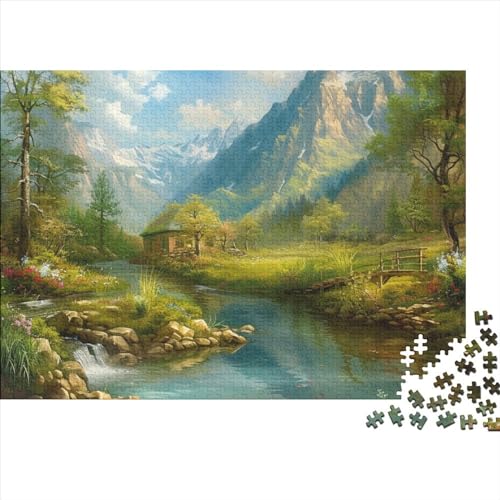 Schneeberg Erwachsene 1000 Teile Haus am See Puzzle Wohnkultur Family Challenging Spiele Lernspiel Geburtstag Stress Relief Toy 1000pcs (75x50cm) von JNLWJFFF