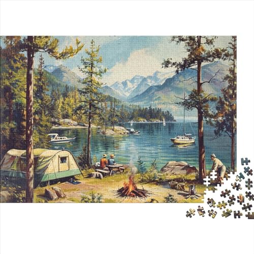 See und Segelboot Puzzle 1000 Teile Camping Erwachsene Family Challenging Spiele Wohnkultur Lernspiel Geburtstag Entspannung Und Intelligenz 500pcs (52x38cm) von JNLWJFFF