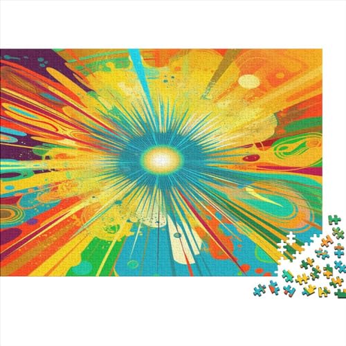 Sonne Graffiti Puzzle 1000 Teile Krawattenfärbung Für Erwachsene EduKatzenional Game Familie Challenging Games Wohnkultur Geburtstag Stress Relief Toy 300pcs (40x28cm) von JNLWJFFF