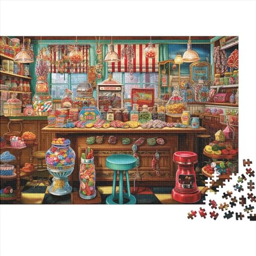 Süßigkeitenladen 1000 Teile Nachspeisen Puzzles Erwachsene Geburtstag Wohnkultur Family Challenging Spiele Lernspiel Stress Relief Toy 300pcs (40x28cm) von JNLWJFFF