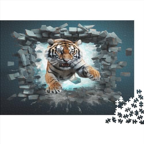 Tiger 1000 Teile Krawatter Puzzle Erwachsene Lernspiel Geburtstag Family Challenging Spiele Home Decor Stress Relief Toy 1000pcs (75x50cm) von JNLWJFFF