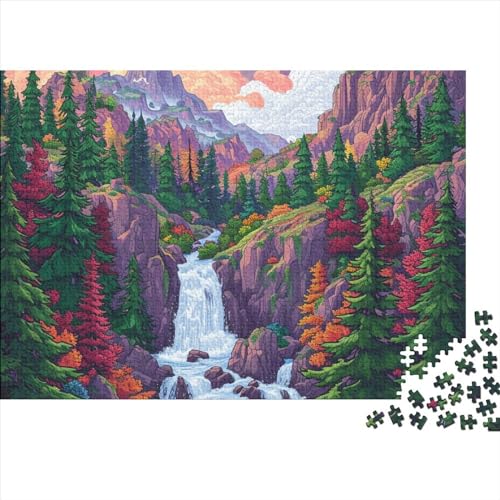 Wasserfall Für Erwachsene Puzzles 1000 Teile Dschungel Geburtstag Home Decor Family Challenging Spiele Lernspiel Stress Relief 300pcs (40x28cm) von JNLWJFFF