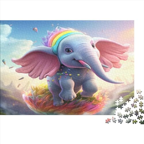 Zeichentrickfilm-Elefant Puzzles 1000 Teile Krawatter Erwachsene Geschicklichkeitsspiel Für Die Ganze Familie Wohnkultur Geburtstag Lernspiel Stress Relief 1000pcs (75x50cm) von JNLWJFFF