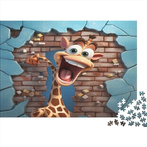 Zeichentrickfilm-Giraffe Erwachsene 1000 Teile Krawatter Puzzle Lernspiel Family Challenging Spiele Geburtstag Wohnkultur Entspannung Und Intelligenz 1000pcs (75x50cm) von JNLWJFFF