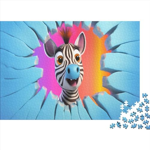 Zeichentrickfilm Zebra Für Erwachsene Puzzles 1000 Teile Visuelle 3D-Effekte Lernspiel Geburtstag Moderne Wohnkultur Familie Challenging Games Stress Relief 1000pcs (75x50cm) von JNLWJFFF