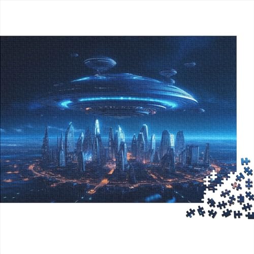 Zukünftige Welt 1000 Teile Luftschiffe Puzzle Für Erwachsene Geburtstag Family Challenging Spiele Lernspiel Home Decor Stress Relief 1000pcs (75x50cm) von JNLWJFFF