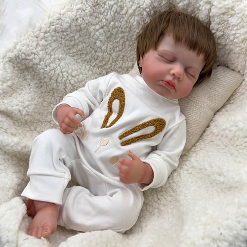 JNTFNE 50,8 cm echt aussehende Reborn Babypuppen Junge schlafende Neugeborene Babypuppen, die echt aussehen Preemie Säuglingspuppe, weicher Stoffkörper, realistische Babypuppe, beste Geschenke für von JNTFNE