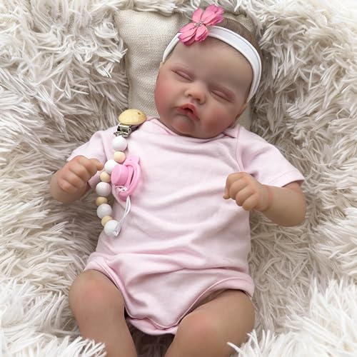 JNTFNE Real Life Babypuppe Mädchen 48,3 cm Realistische Reborn Babypuppen Schlafende Frühchen Neugeborene Babypuppen mit weichem Körper gewichtet Reborn Puppe Lebensechte Babypuppe von JNTFNE