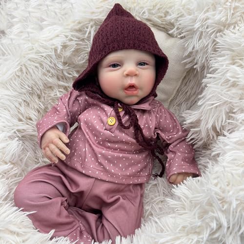 JNTFNE Real Looking Reborn Baby Dolls Blue Eyes 48.3 cm Realistic Newborn Baby Dolls Girl Soft Body Weighted Reborn Doll Life Like Baby Dolls That Look Real With Mouth Open von JNTFNE