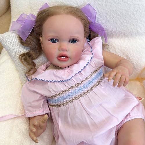 JNTFNE Real Looking Reborn Toddler Doll Girl 61.0 cm Realistic Reborn Baby Dolls That Look Real Life Size Toddler Girl Baby Doll with Weighted Soft Cloth Body Blue Eyes von JNTFNE