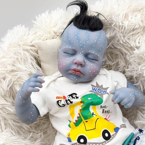 JNTFNE Reborn Baby Dolls Avatar 50,8 cm gewichtete realistische Neugeborene Babypuppen Weiches Vinyl Ganzkörper Real Life Size Babypuppen, die echt aussehen wie Avatar Baby Mädchen mit verwurzelten von JNTFNE