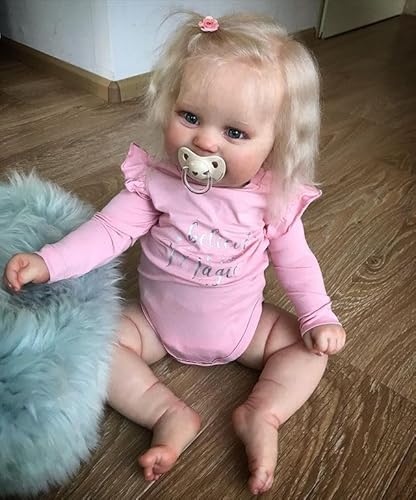 JNTFNE Reborn Babypuppen, realistisch, blondes Mädchen, 50,8 cm, lebensechte Babypuppen, die echt aussehen, bezaubernd, für Mädchen, Stoffkörper, Neugeborene, Babys, gewichtet, realistische von JNTFNE