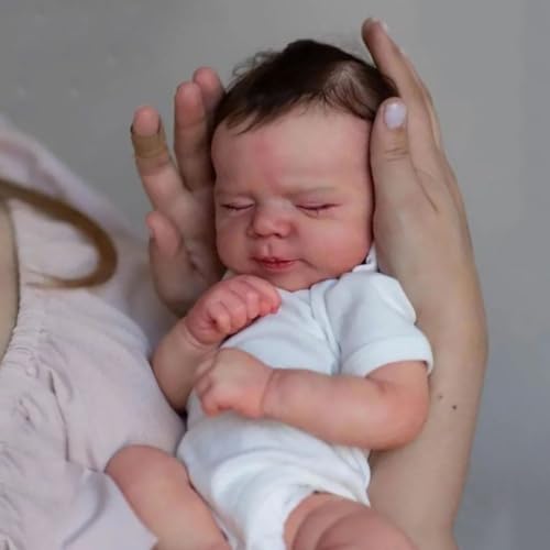 JNTFNE Schlafende Babypuppen für Neugeborene, 45,7 cm, Ganzkörper-Puppen, weiches Vinyl, realistisch, wiedergeborene Babypuppen, beschwert, lebensecht aussehende Babypuppen mit verwurzeltem Haar, von JNTFNE