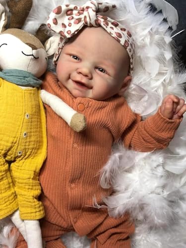 JNTFNE Sweet Smile Reborn Babypuppe, Mädchen, 50,8 cm, realistische Babypuppe, echtes Leben, Babypuppe, weiches Tuch, Körpergewichtet, tolles Geschenk für Kinder ab 3 Jahren von JNTFNE