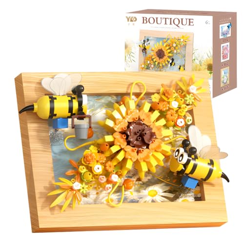 JOAASU Biene Blumen Micro Mini Bauset, Sonnenblume Blumen Bausteine Set, Klemmbausteine Bilderrahmen Sonnenblume, für Zimmer Wandkunst Dekor, Geschenke für Frauen und Mädchen, 322 Teile JOAASU Biene Blumen Micro Mini Bauset, Sonnenblume Blumen Bausteine Set, Klemmbausteine Bilderrahmen Sonnenblume, für Zimmer Wandkunst Dekor, Geschenke für Frauen und Mädchen, 322 Teile von JOAASU