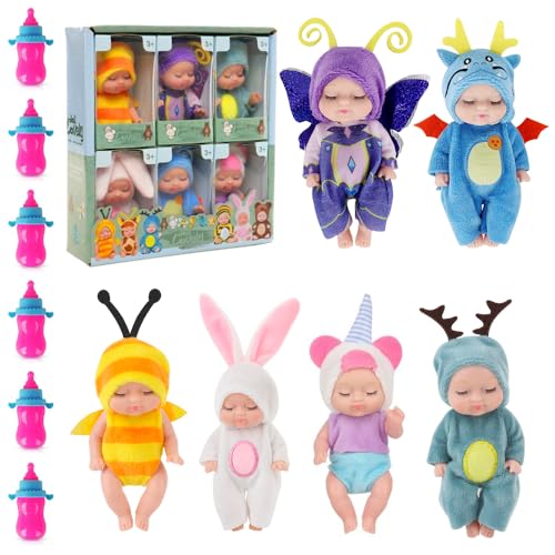JOAASU Babypuppe Set, 6 Stück Mini Babypuppen mit 6 Flaschen, Mini Puppe, Realistische Babypuppe, Newborn Reborn Baby, Waschbares PVC-Material, Puppenspielzeug für Mädchen, Kinder JOAASU Babypuppe Set, 6 Stück Mini Babypuppen mit 6 Flaschen, Mini Puppe, Realistische Babypuppe, Newborn Reborn Baby, Waschbares PVC-Material, Puppenspielzeug für Mädchen, Kinder von JOAASU