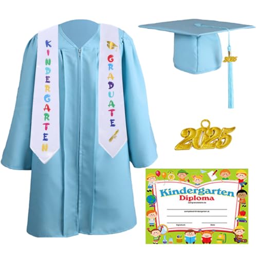 JOAAZAR 5 Pieces 2025 Unisex Kindergarten Abschluss Talar Doktorhut und Quaste Kinder Akademischer Abschlussfeier Robe für Kindergarten für Abschlussfeierlichkeiten im Vorschulalter von JOAAZAR