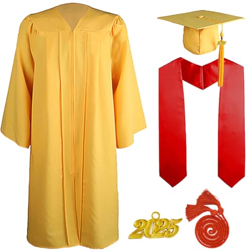 JOAAZAR 5 Stück 2025 Unisex Herren Damen Abschluss Talar mit Doktorhut und Quaste Graduation Robe Set Akademischer Talar für Hochschule Bachelor Abschlussfeier Bachelor Abschluss Geschenk von JOAAZAR