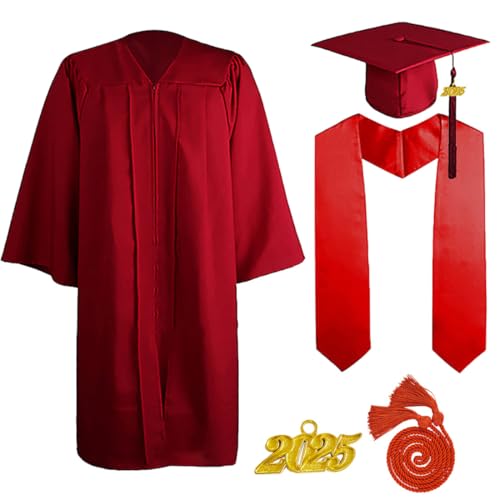 JOAAZAR 5 Stück 2025 Unisex Herren Damen Abschluss Talar mit Doktorhut und Quaste Graduation Robe Set Akademischer Talar für Hochschule Bachelor Abschlussfeier Bachelor Abschluss Geschenk von JOAAZAR