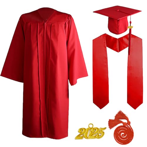 JOAAZAR 5 Stück 2025 Unisex Herren Damen Abschluss Talar mit Doktorhut und Quaste Graduation Robe Set Akademischer Talar für Hochschule Bachelor Abschlussfeier Bachelor Abschluss Geschenk von JOAAZAR