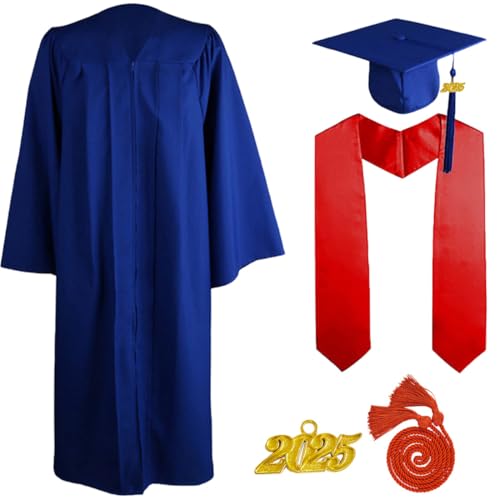 JOAAZAR 5 Stück 2025 Unisex Herren Damen Abschluss Talar mit Doktorhut und Quaste Graduation Robe Set Akademischer Talar für Hochschule Bachelor Abschlussfeier Bachelor Abschluss Geschenk von JOAAZAR