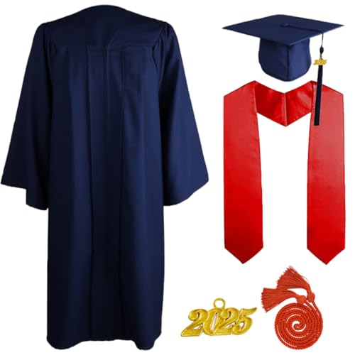 JOAAZAR 5 Stück 2025 Unisex Herren Damen Abschluss Talar mit Doktorhut und Quaste Graduation Robe Set Akademischer Talar für Hochschule Bachelor Abschlussfeier Bachelor Abschluss Geschenk von JOAAZAR