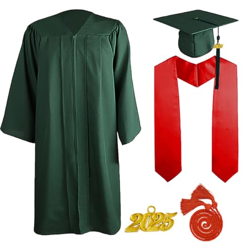 JOAAZAR 5 Stück 2025 Unisex Herren Damen Abschluss Talar mit Doktorhut und Quaste Graduation Robe Set Akademischer Talar für Hochschule Bachelor Abschlussfeier Bachelor Abschluss Geschenk von JOAAZAR