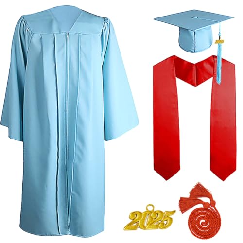 JOAAZAR 5 Stück 2025 Unisex Herren Damen Abschluss Talar mit Doktorhut und Quaste Graduation Robe Set Akademischer Talar für Hochschule Bachelor Abschlussfeier Bachelor Abschluss Geschenk von JOAAZAR