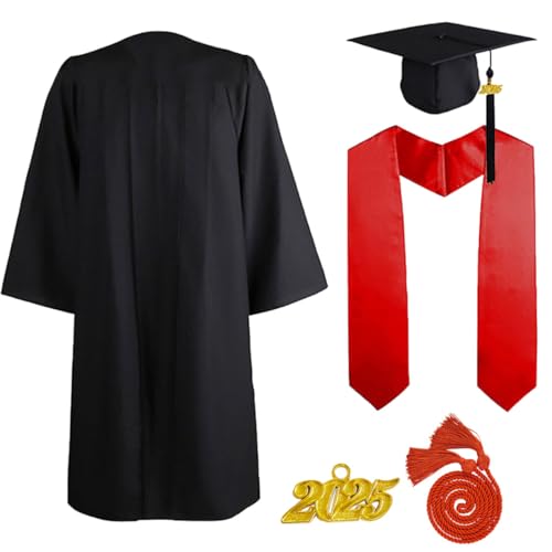 JOAAZAR 5 Stück 2025 Unisex Herren Damen Abschluss Talar mit Doktorhut und Quaste Graduation Robe Set Akademischer Talar für Hochschule Bachelor Abschlussfeier Bachelor Abschluss Geschenk von JOAAZAR