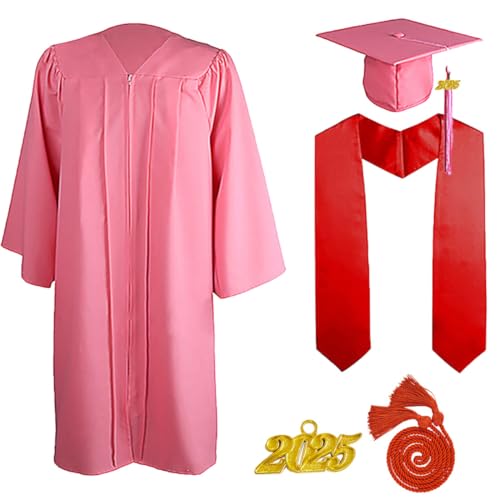 JOAAZAR 5 Stück 2025 Unisex Herren Damen Abschluss Talar mit Doktorhut und Quaste Graduation Robe Set Akademischer Talar für Hochschule Bachelor Abschlussfeier Bachelor Abschluss Geschenk von JOAAZAR